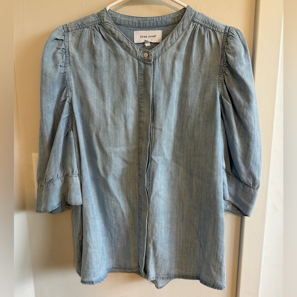 ROWAN PUFF SLEEVE CAPRI SHIRT CAROLINA BLUE Women’s Large Tencel - Picture 3 of 12